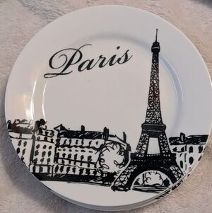 Ciroa plates of Paris, black white, 4 Appetizer plates New